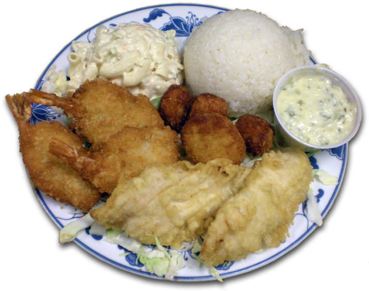 Seafood Combo Plate Lunch - Dinner (750x598), Png Download