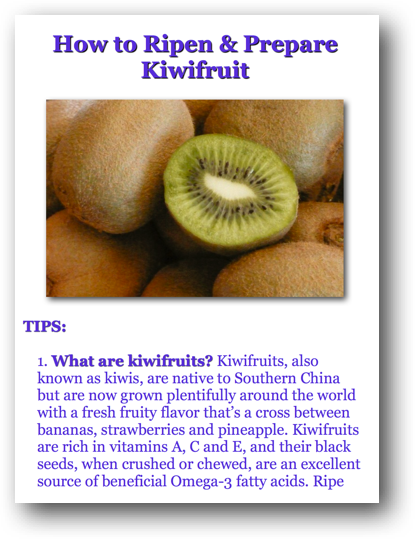 How To Ripen And Prepare Kiwifruit Picture Book Directions - Hobby (415x539), Png Download