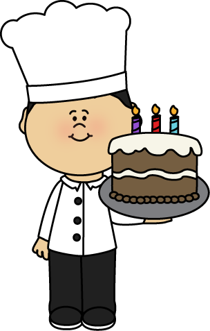 Chef With Birtday Cake Clip Art - Cook Clipart (304x477), Png Download