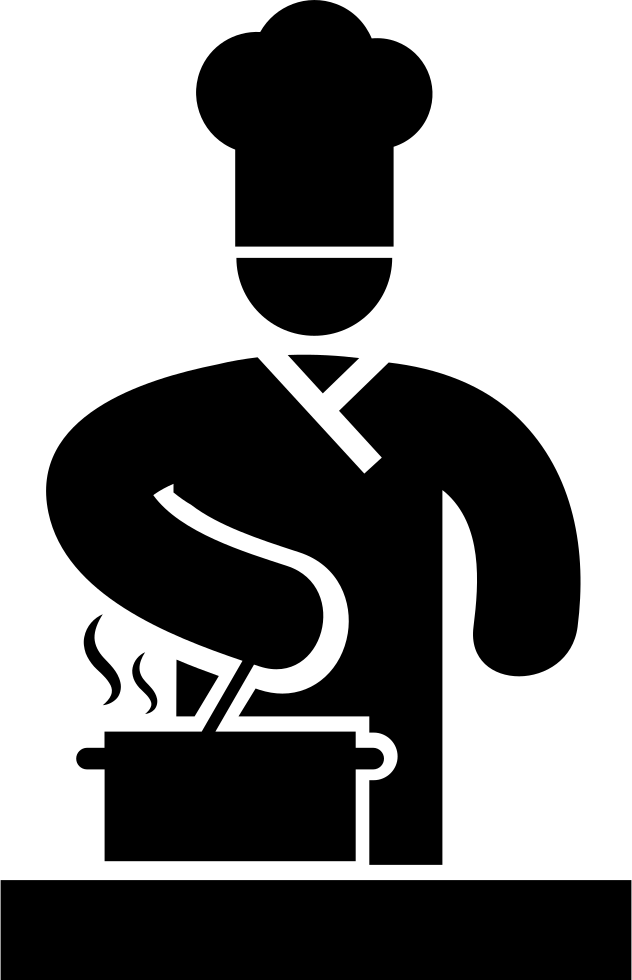 Chef Cooking On Stove Comments - Icon Cooking Black Png (632x980), Png Download