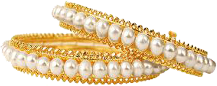 Pearl Bangles Diamonds - Gold Pearl Bangles Designs (800x800), Png Download