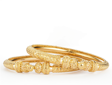 22ct Gold Bauble Kada Bangles - Bangle (450x450), Png Download