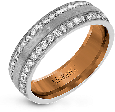 Lg183 Men Ring - Simon G. 14k White Gold Two Tone Men's Wedding Band (400x400), Png Download