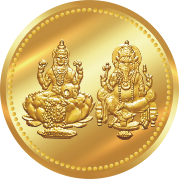 Lakshmi Gold Coin Coins - Gold Coin Laxmi Ganesh (360x360), Png Download