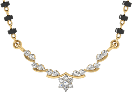 Vachya 14k Diamond Mangalsutra - Diamond Pendan With Mangalsutra Designs (540x432), Png Download