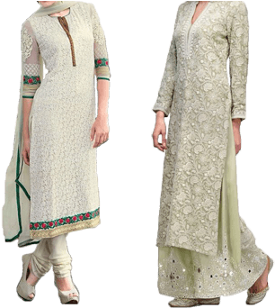 Lucknow Chikan Suits - Chikankari Full Length Kurti (596x341), Png Download