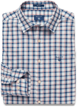 Indigo Check Reg Town Casual Shirt - Shirt (384x384), Png Download