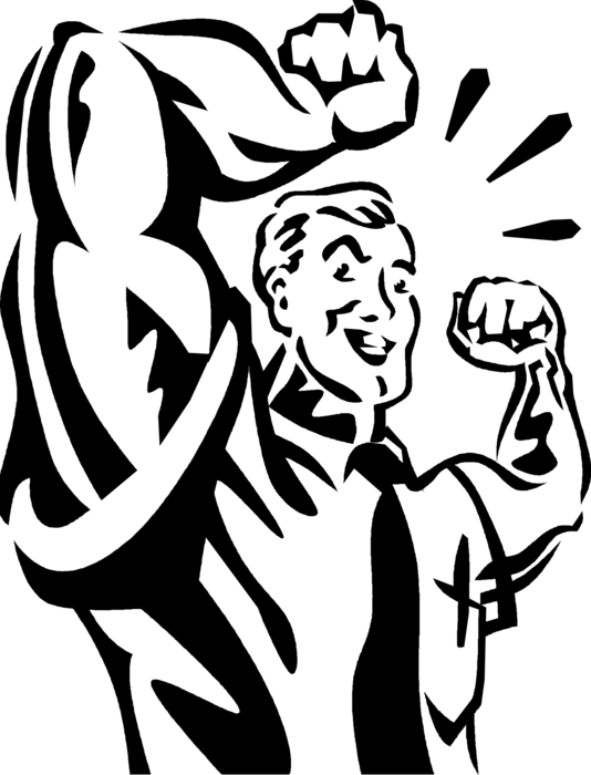 Vector Illustration Of Businessman Strongman Bodybuilder - Vector Graphics (534x700), Png Download