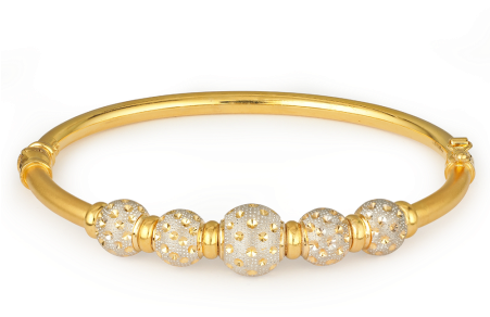 22ct Gold Sparkle Bangle Bracelet - Indian Style Gold Bracelets (450x450), Png Download
