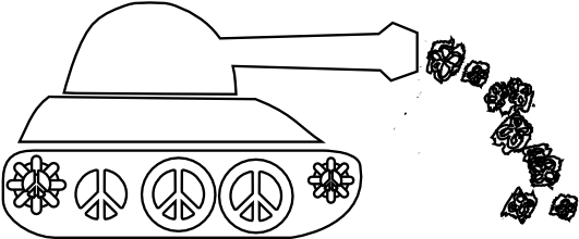 Peace Tank Black White Line Art Flower Christmas Xmas - Tanque De Guerra Dibujo (555x244), Png Download