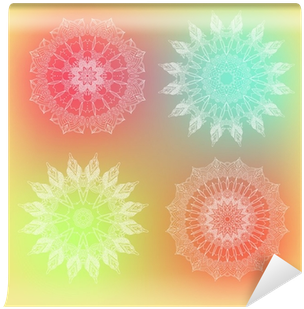 Vector Delicate Lace Round Floral Mandala Pattern Wall - Mandala (400x400), Png Download
