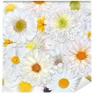 White Flower Background Wall Clock (400x400), Png Download