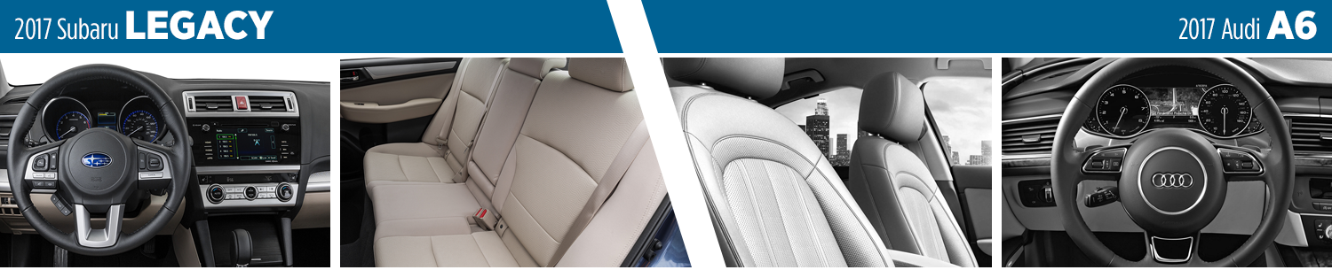 2017 Subaru Legacy Vs 2017 Audi A6 Interior Comparison - T Shirt (1500x305), Png Download