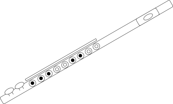 Flute Coloring Png (600x362), Png Download