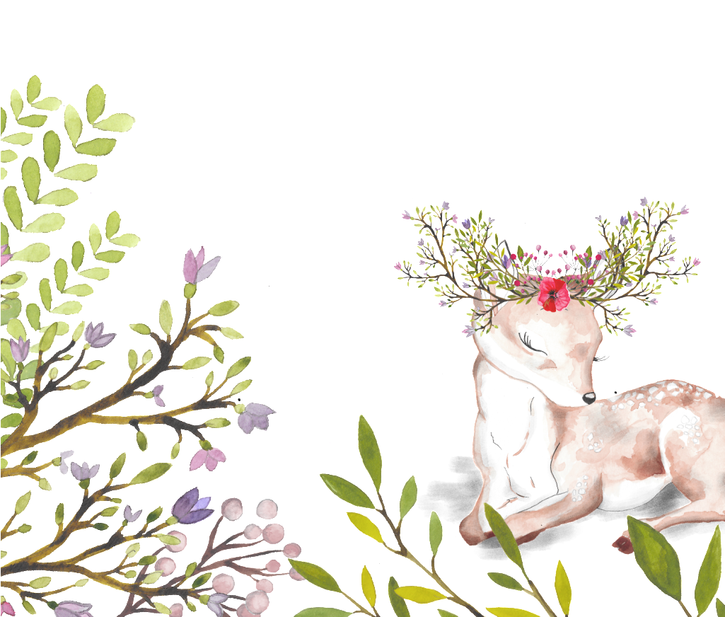 Sika Deer With Flowers Background Free Buckle Png - Flower (1024x1433), Png Download