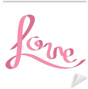 Pink Satin Ribbon In Shape Of Word Love - Satin (400x400), Png Download