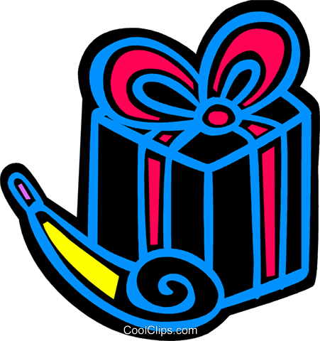 Birthday Gift With A Noise Maker Royalty Free Vector (451x480), Png Download