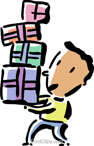 Boy Carrying His Birthday Gifts Royalty Free Vector - Illustration (310x480), Png Download