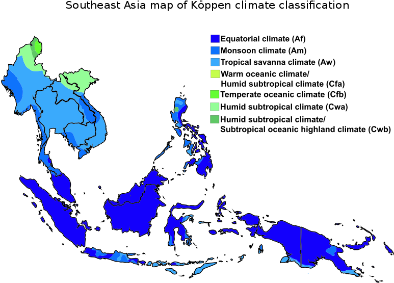 Southeast Asia Map Of Köppen Climate Classification - Koppen Climates Of Philippines (780x599), Png Download