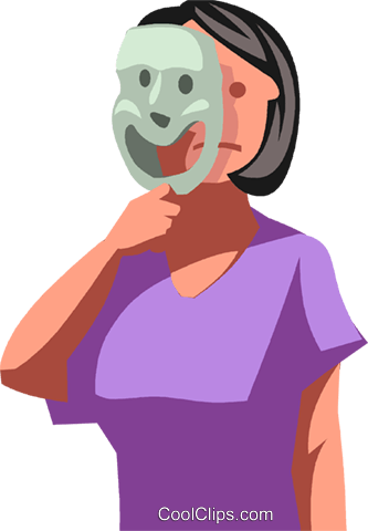 Businesswoman Hiding Behind A Mask Royalty Free Vector - Hiding Behind A Mask Clipart (333x480), Png Download