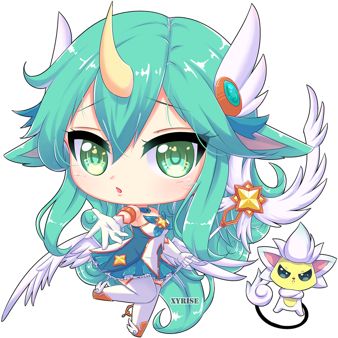 Xyrise Art On Twitter - Star Guardian Soraka Chibi (1200x1200), Png Download