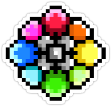 21141426 Pokemon Kanto Badges Pixel Art Rainbow Badge - Pokemon Badges Pixel Art (375x360), Png Download