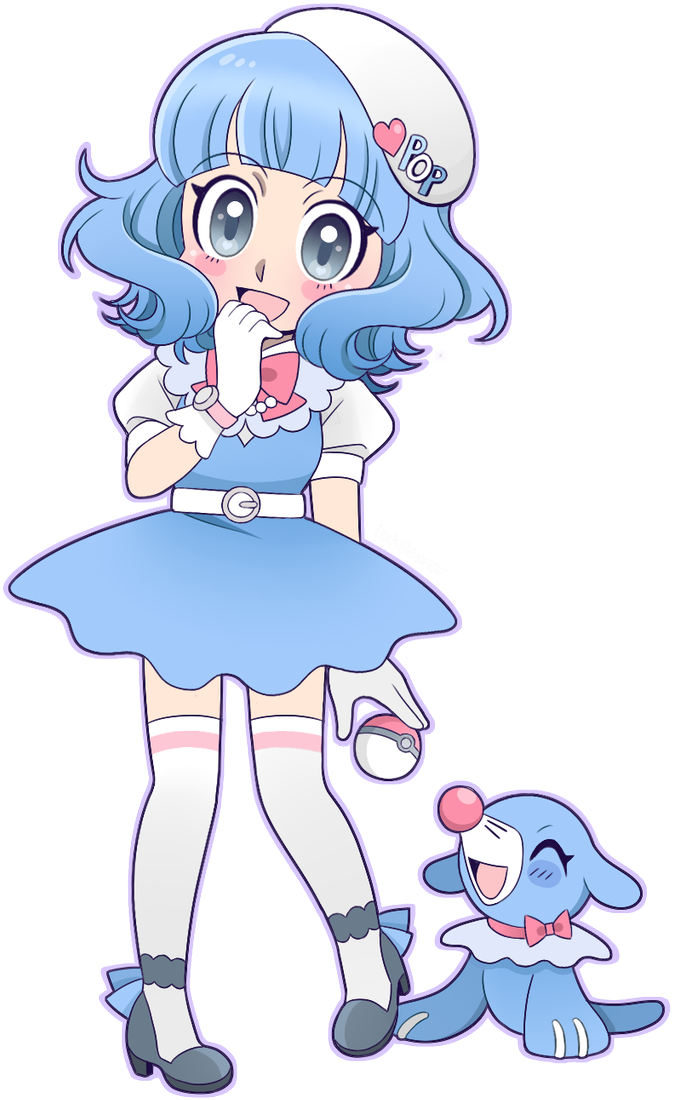 A French Girl With Her Water Doggo 💙 - Pokémon (865x1200), Png Download