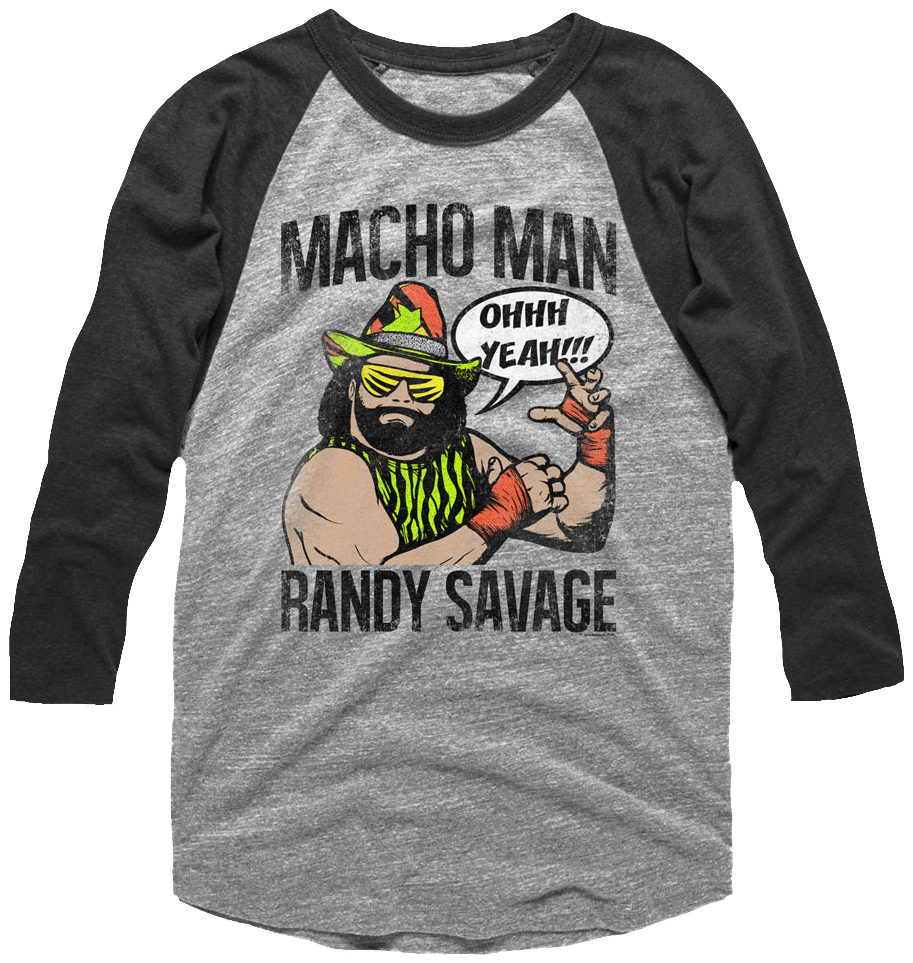 Macho Man Randy Savage Raglan Baseball Shirt - Macho Man Randy Savage Raglan (913x963), Png Download