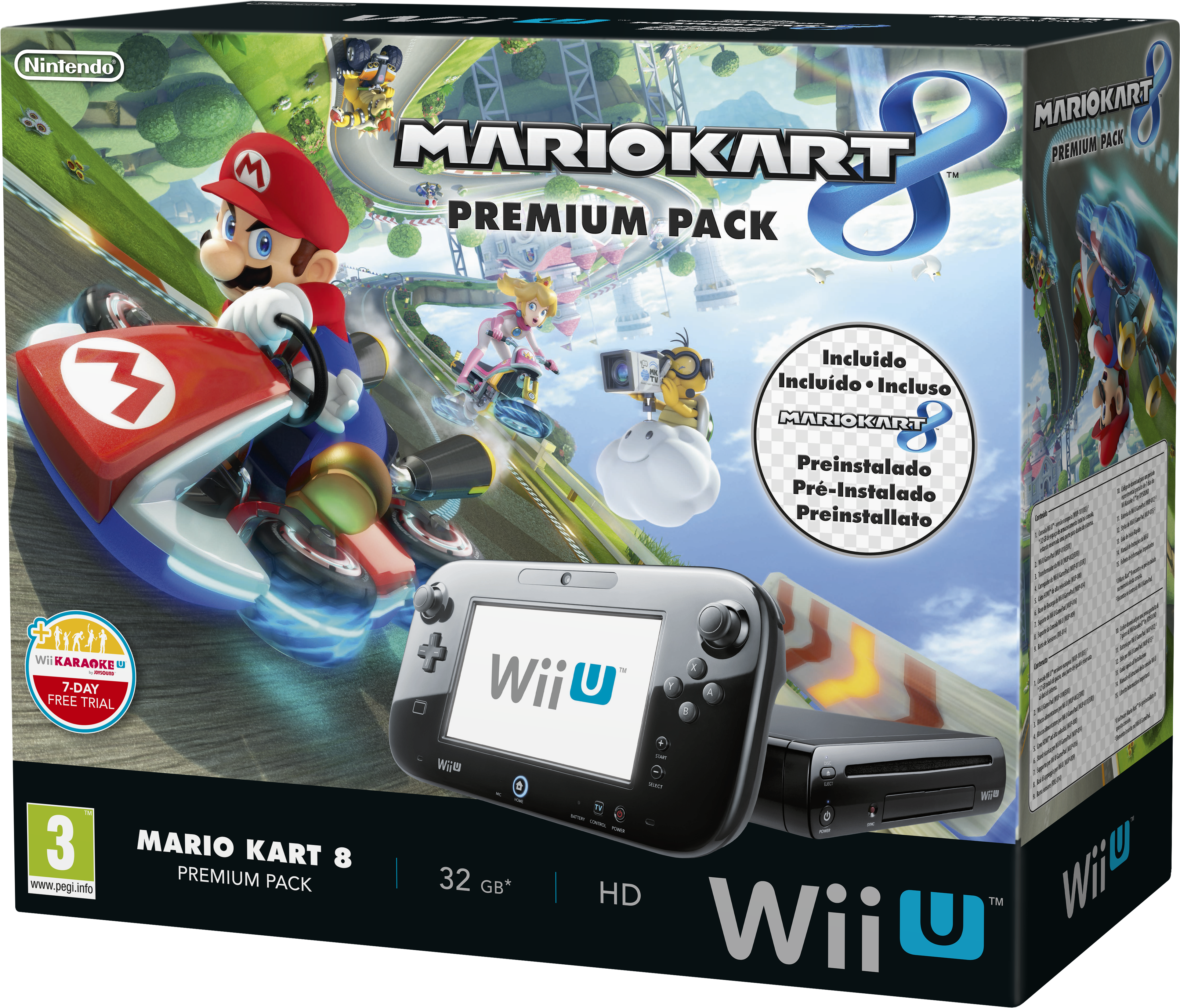 Lote Mario Kart 8 Premium Pack Preinstalado - Nintendo Wii U Black Premium Pack (32gb) + Mario Kart (5906x4724), Png Download