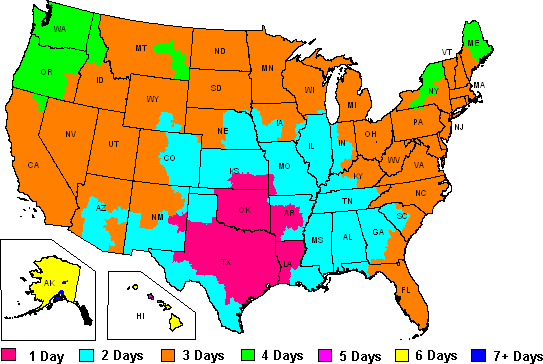 This Map Shows Detailed Transit Times For Fedex Parcels - Geographic Distribution Of Plague In Us (543x364), Png Download