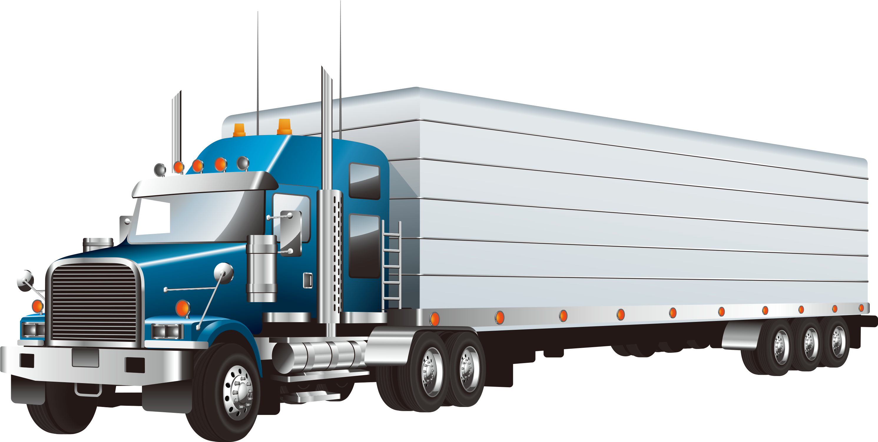 Trailer Truck Vector Png (3031x1550), Png Download