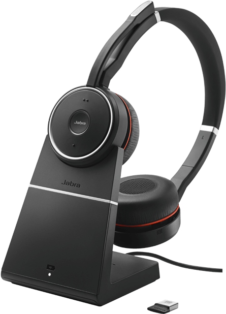 Jabra Evolve 75 Ms With Charging Stand - Jabra Evolve 75 Headset (550x627), Png Download