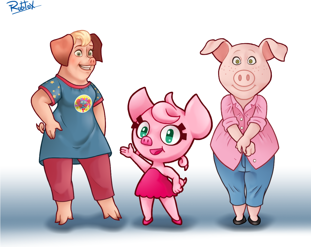 3 Little Piggies • The Pig Lady From The Sloth Dmv - Anthro Pigs (1211x984), Png Download