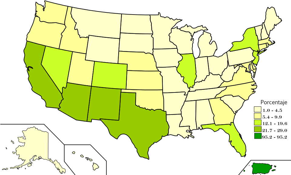Mapa De Estados Unidos En Espanol - Us Population Map 2050 (959x593), Png Download