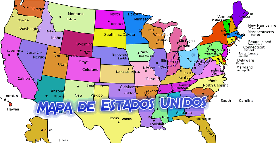 Mapa De Estados Unidos - Blank Us Map Color (980x498), Png Download