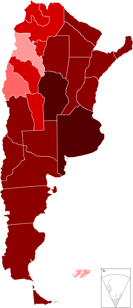 H1n1 Argentina Map By Confirmed Cases - Argentina Map (442x1024), Png Download