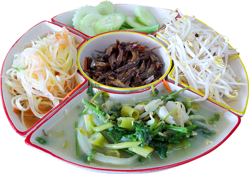 Noodle, Vermicelli, Thai, Side Dish - Side Dishes Png (487x340), Png Download