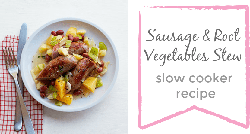 Sausage And Root Vegetable Stew [slow Cooker Recipe] - Pants And Leggings (848x445), Png Download