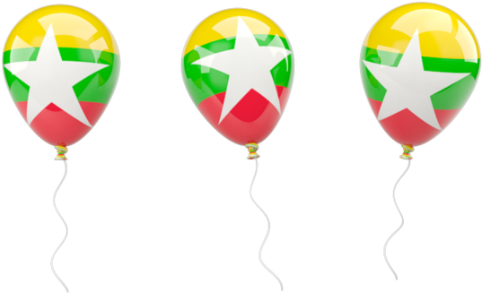 Myanmar Flag Balloons (640x480), Png Download