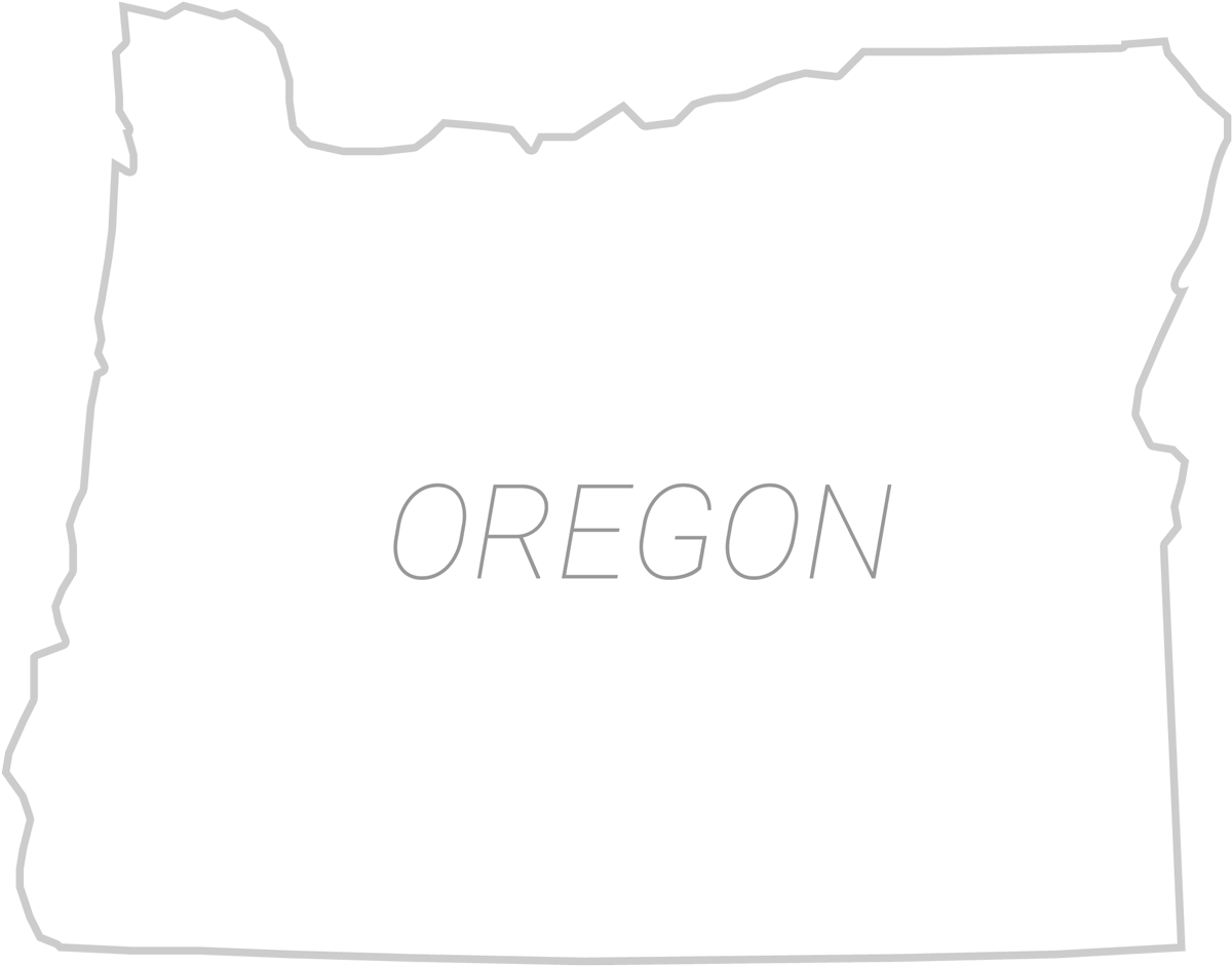 Silhouette Oregon Outline White (1280x960), Png Download