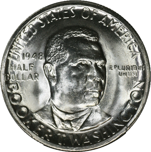 1948-d Btw Booker T Washington Half Dollar Pcgs Ms66 - Dime (483x487), Png Download