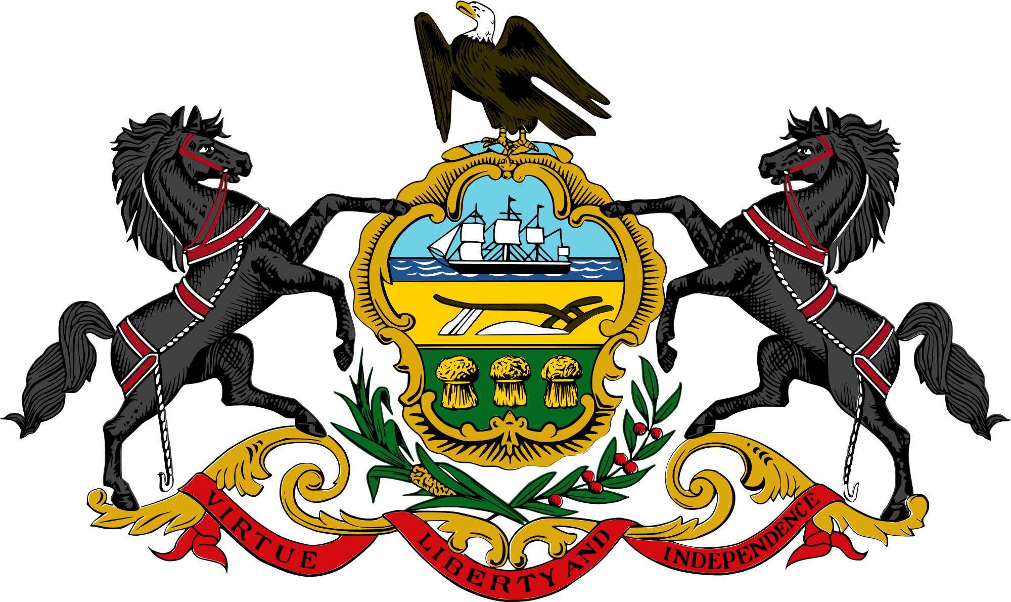 Causer, Gabler Talk About Pit Increase - Pennsylvania Coat Of Arms (2000x1190), Png Download