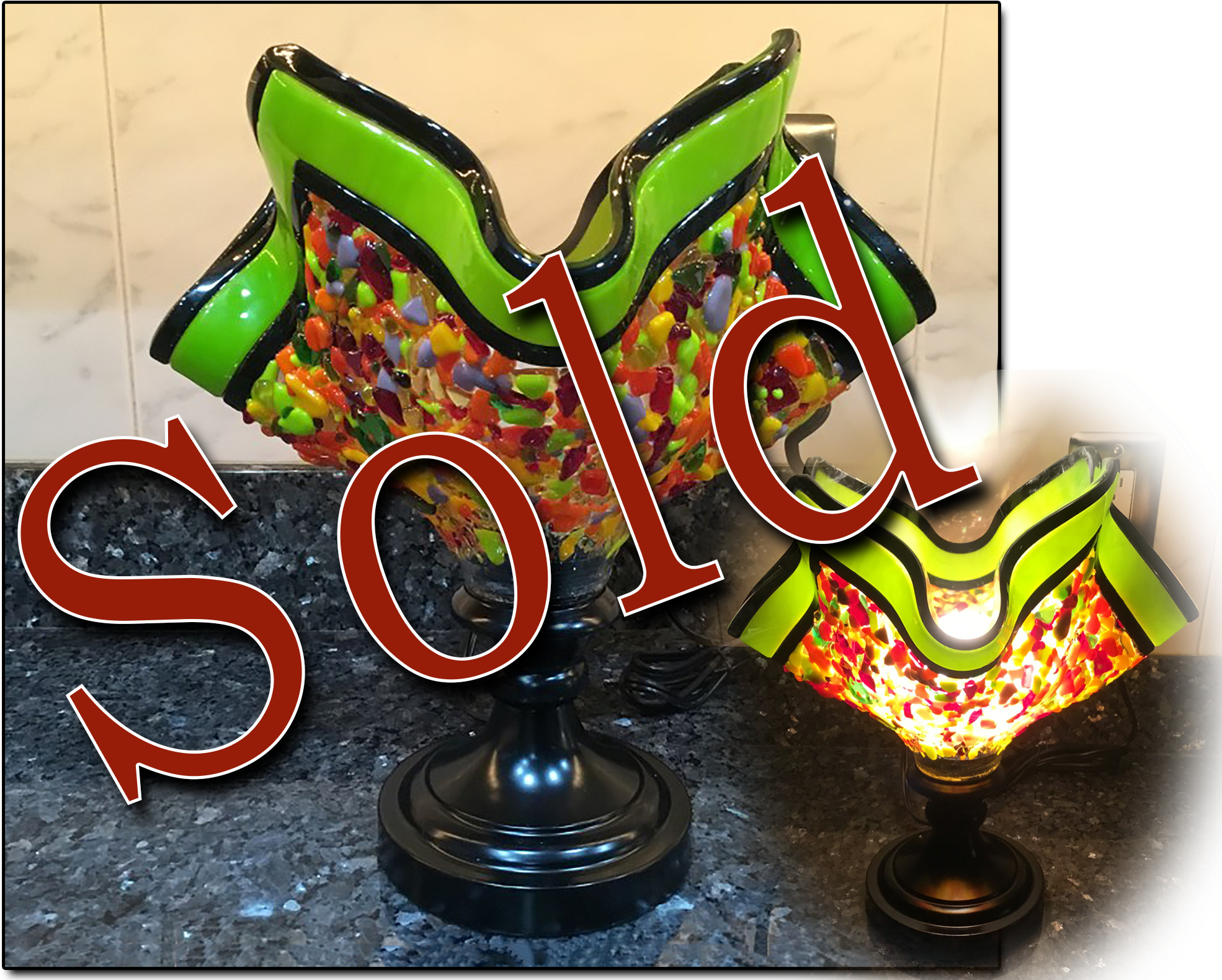 Sold Multi Colored Small Torch Lamp (2000x1590), Png Download