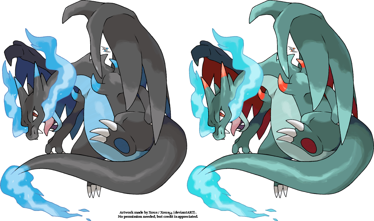 Mega Charizard X By Xous54 - Charizard X And Y Shiny (1259x743), Png Download