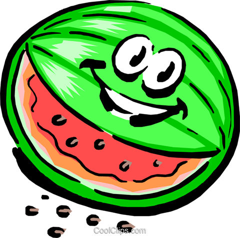 Cartoon Watermelon Royalty Free Vector Clip Art Illustration - Smiling Watermelon Gif (480x476), Png Download