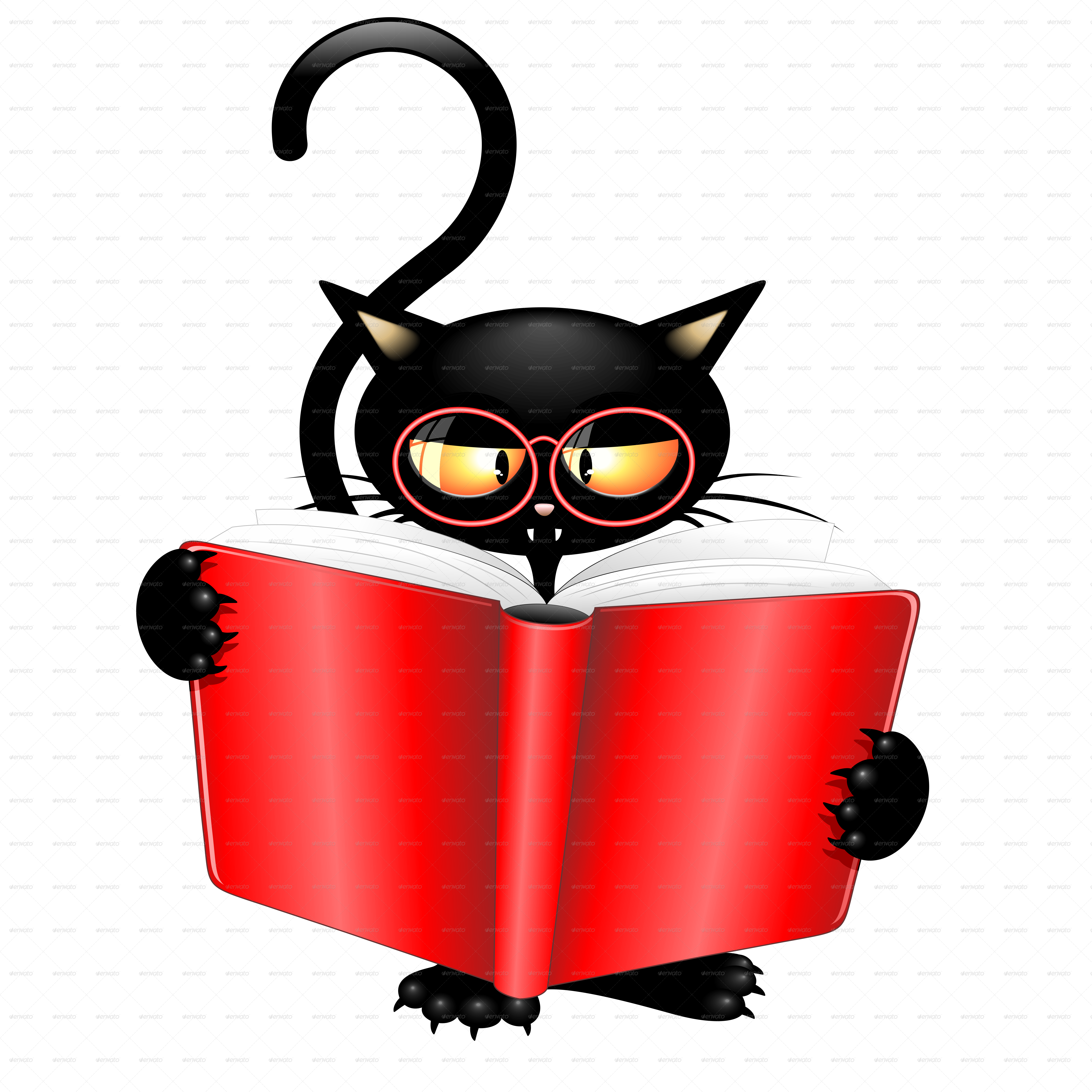 Cat Cartoon Back To School-jpg 2000 - Cartoon Cat Reading A Book (5000x5000), Png Download