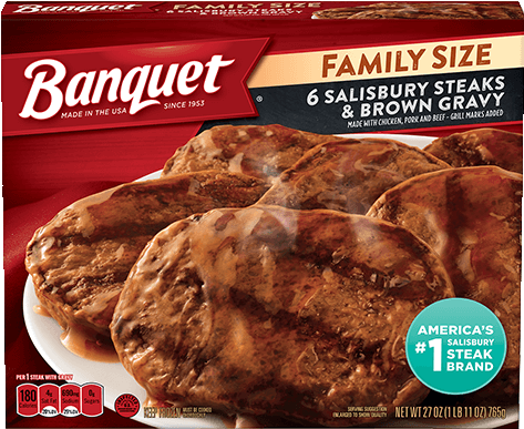 Family Size Salisbury Steaks & Brown Gravy - Banquet Salisbury Steak Family Size (500x500), Png Download