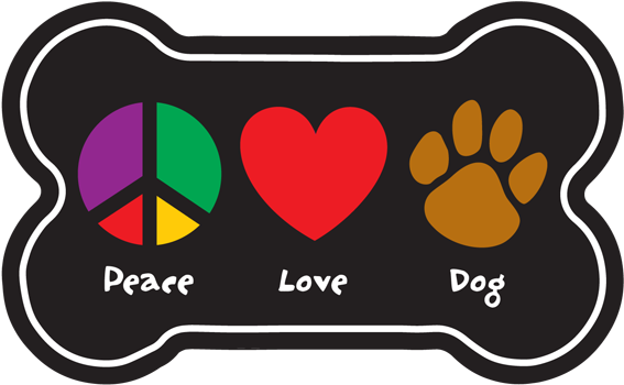 Peace Love Dog Bone Magnet - Heart (600x390), Png Download
