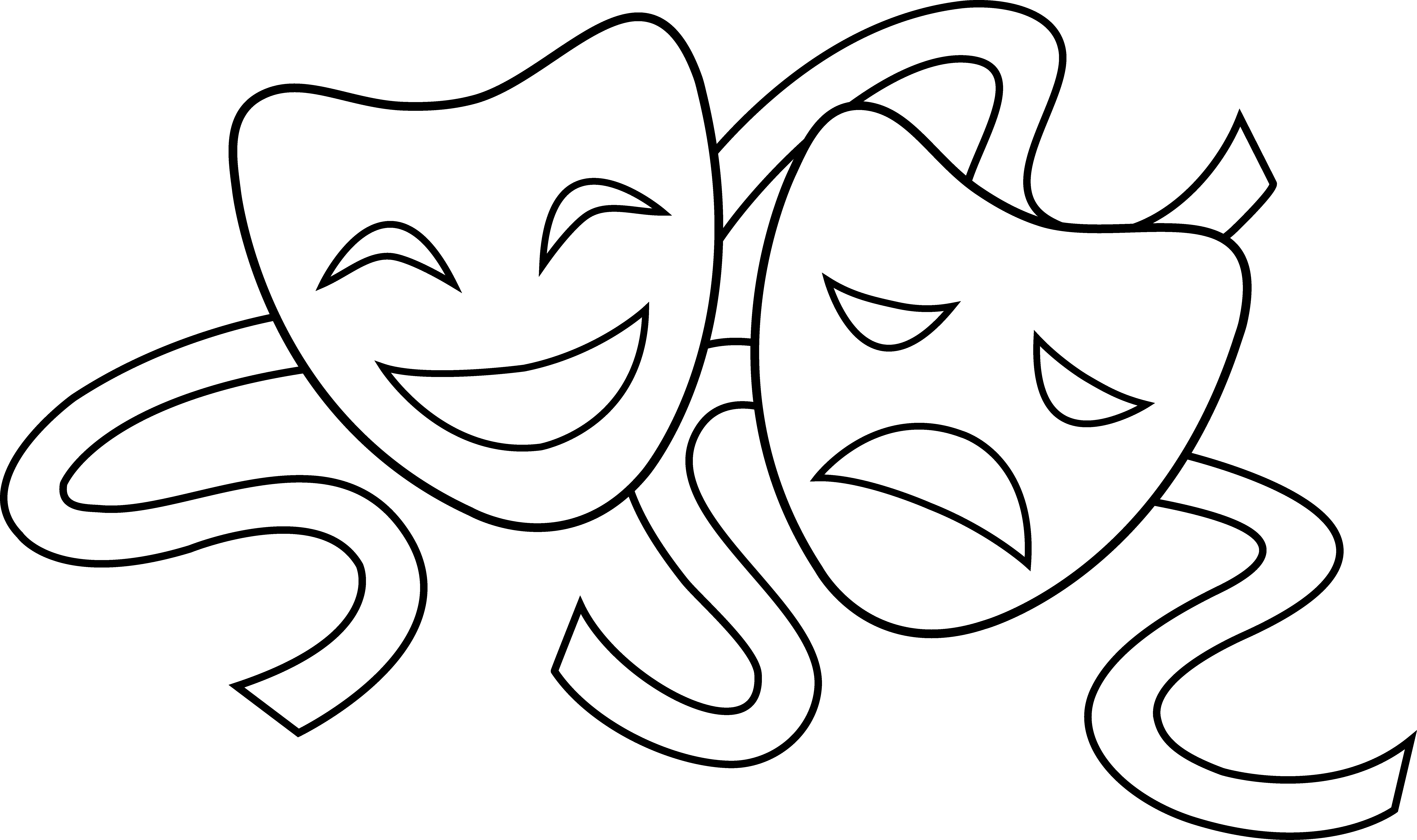 Free Clip Art - Drama Masks White (8747x5185), Png Download