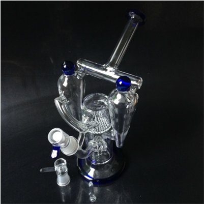 New Double Recycler Glass Water Pipe Oil Rig Glass - Bong (400x700), Png Download